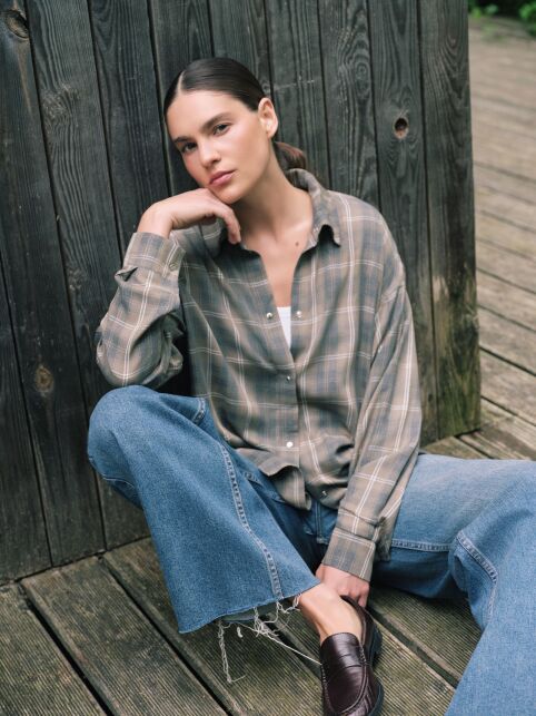 Рубашка из вискозы в клетку LRU 3315 - купить в интернет-магазине Conte