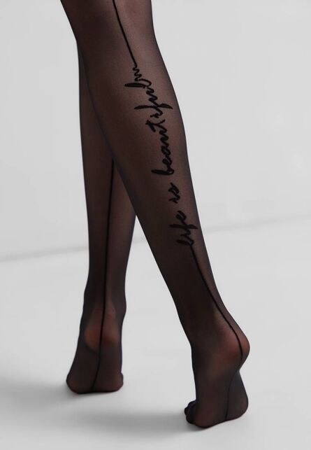 Колготки женские с имитацией шва и тату-рисунком BEAUTY неро цвета Колготки женские с имитацией шва и тату-рисунком BEAUTY неро цвета - купить в интернет-магазине Conte