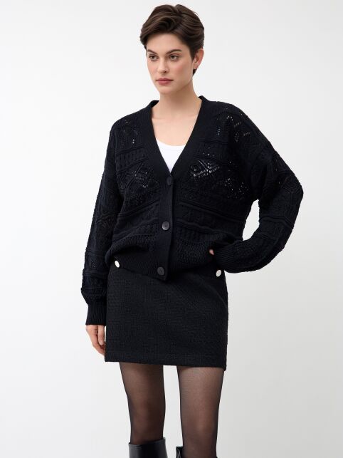 Юбка-mini черная из фактурного твида LU 3273 - купить в интернет-магазине Conte