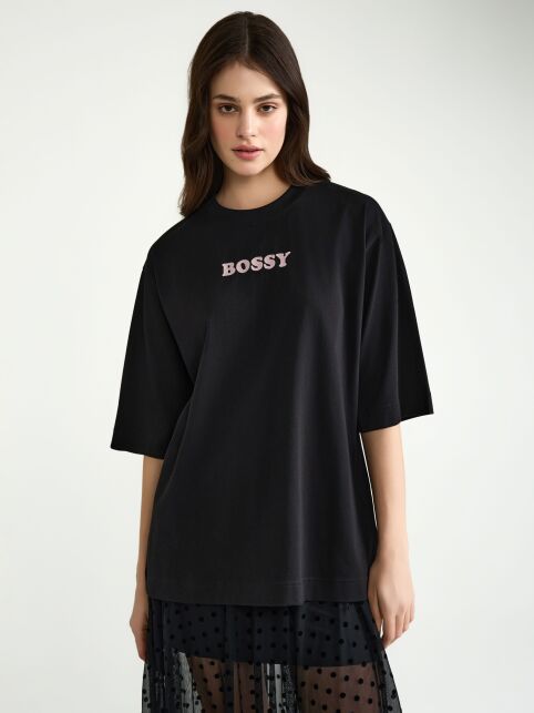 Футболка из хлопка с рисунком «Bossy» LD 3035 - купить в интернет-магазине Conte