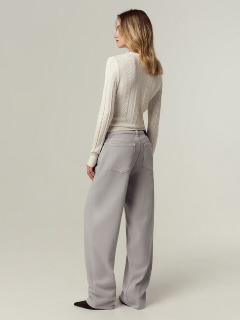 Укороченный жакет в сердечки на молнии из пряжи с вискозой LDK2575 - купить в интернет-магазине Conte