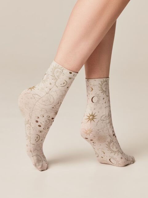 Носки с принтом из смесовой пряжи с хлопком и льном «Сosmos» - купить в интернет-магазине Conte