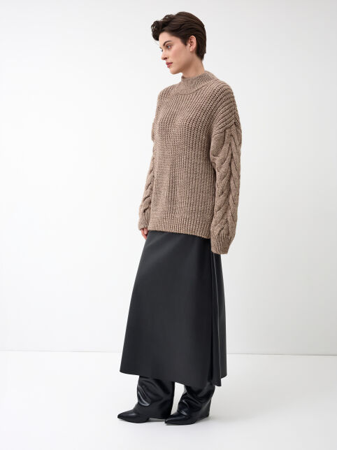 Джемпер с воротником-стойкой и объёмными рукавами из пряжи с шерстью LDK24136 - купить в интернет-магазине Conte