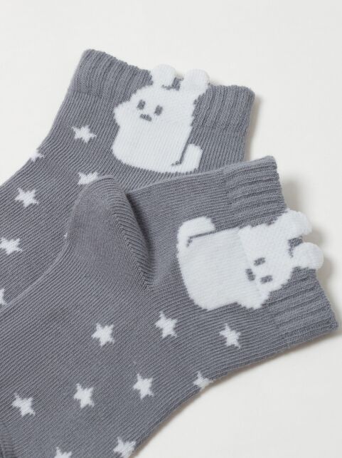 Серые носки из хлопка с декоративным 3D-пикотом “Rabbit” - купить в интернет-магазине Conte