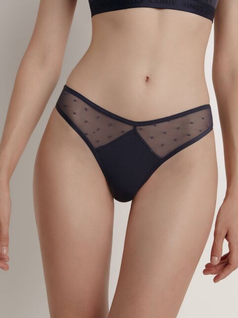 Трусы «бразилиана» с плавной V-образной талией MESH&DOTS COTTON LBR 1871 - купить в интернет-магазине Conte