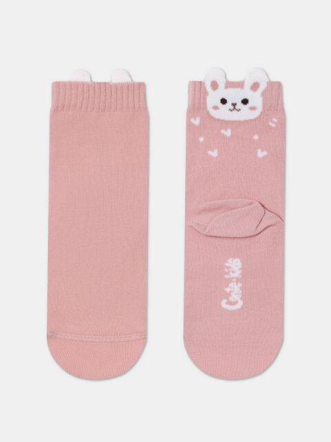 Пепельно-розовые носки из хлопка с декоративным 3D-пикотом “Rabbit” - купить в интернет-магазине Conte