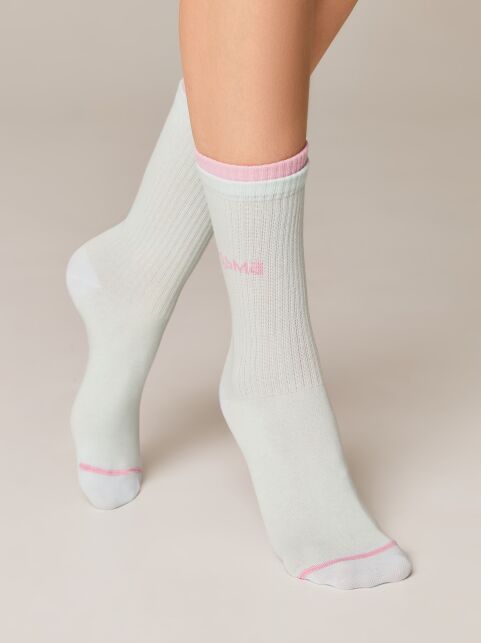 Удлиненные носки из хлопка в рубчик с надписью «Вредьма» - купить в интернет-магазине Conte