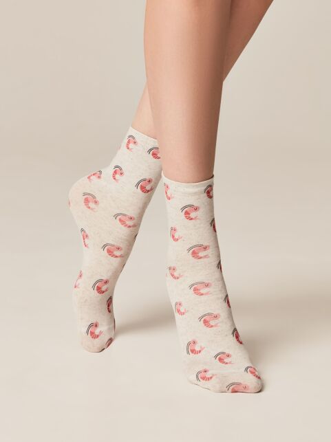 Носки с принтом из смесовой пряжи с хлопком и льном «Sea» - купить в интернет-магазине Conte