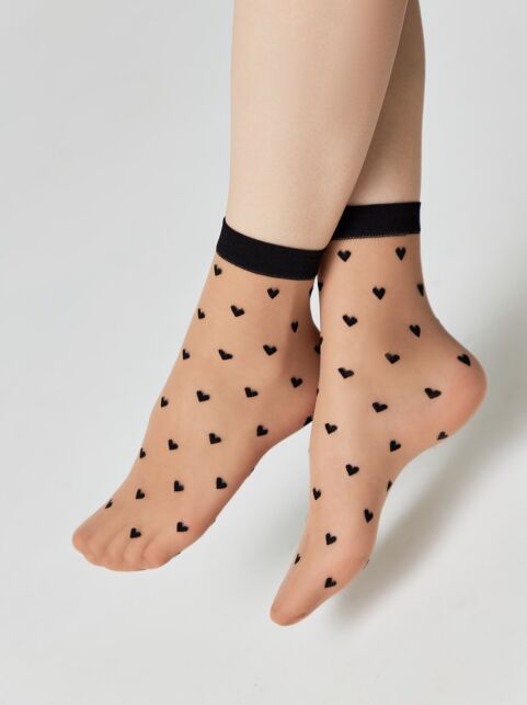 Тонкие носки FANTASY с рисунком "сердечки" - купить в интернет-магазине Conte