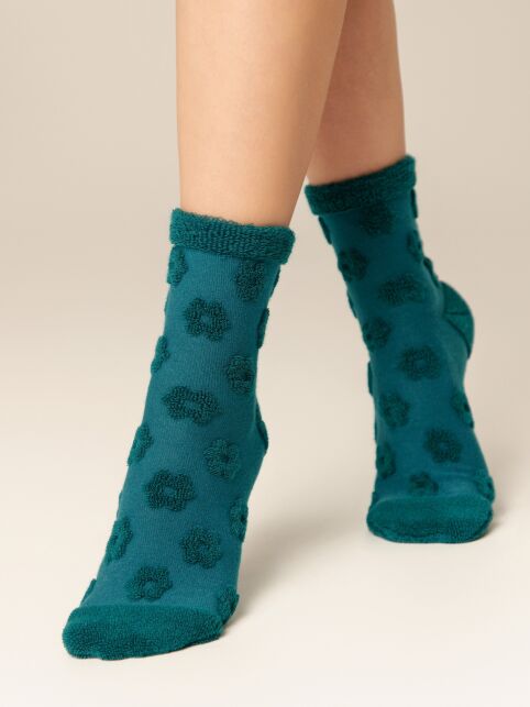 Махровые носки из хлопка с объемным рисунком «цветочки» COMFORT, модель 548 - купить в интернет-магазине Conte