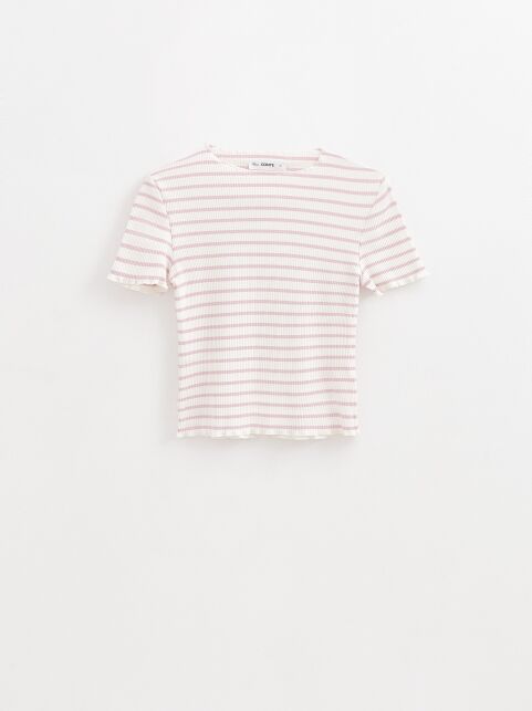 Укороченная прилегающая футболка в рубчик и полоску LD 2642 - купить в интернет-магазине Conte