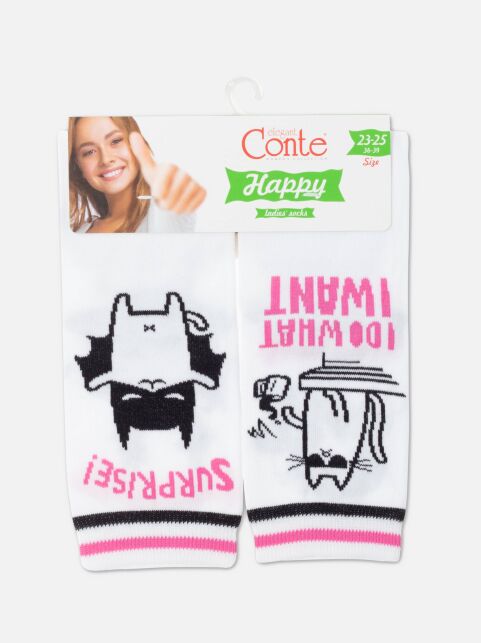 Хлопковые носки с рисунком "cat & surprise" - купить в интернет-магазине Conte