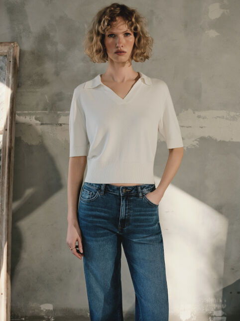 Джемпер-поло прямого силуэта из пряжи с вискозой LDK2578 - купить в интернет-магазине Conte