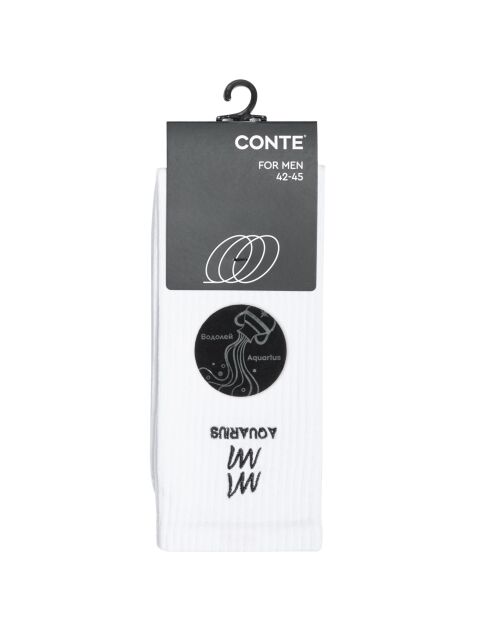 Удлинённые хлопковые носки с вышивкой «Водолей» - купить в интернет-магазине Conte