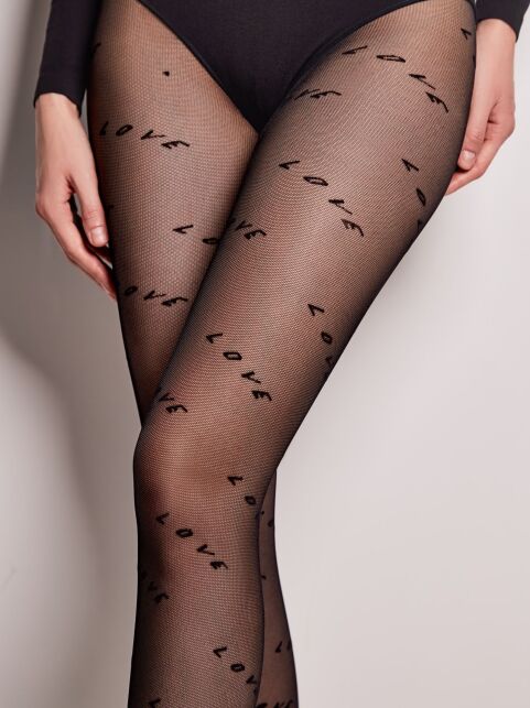 Колготки с надписью «Love» и эффектом мелкой сетки Adore - купить в интернет-магазине Conte