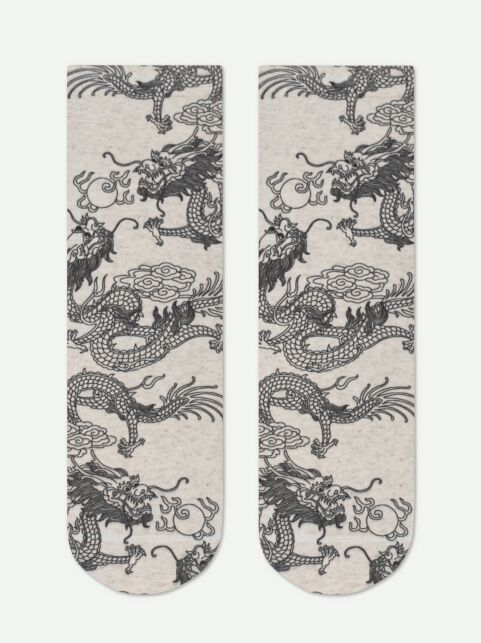 Носки с принтом из смесовой пряжи с хлопком и льном «Dragon» - купить в интернет-магазине Conte