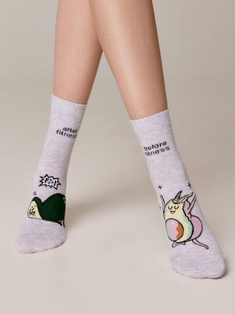 Хлопковые носки с рисунком «Fitness avocado» - купить в интернет-магазине Conte