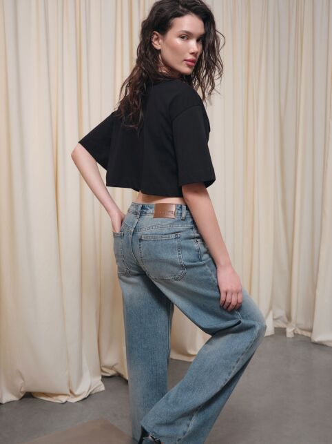 Джинсы wide leg винтажной варки с необработанным краем CON-845 - купить в интернет-магазине Conte