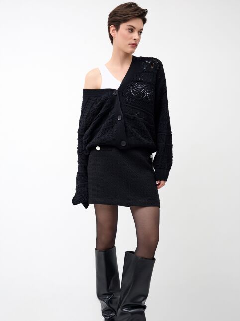 Юбка-mini черная из фактурного твида LU 3273 - купить в интернет-магазине Conte