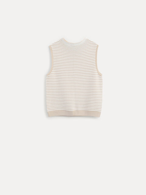 Жилет в полоску из пряжи с хлопком и модалом LDK2563 - купить в интернет-магазине Conte