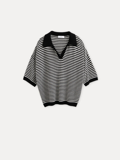 Джемпер-поло в полоску из пряжи с вискозой LDK25140 - купить в интернет-магазине Conte