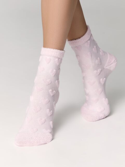 Махровые носки из хлопка с объемным рисунком «сердечки» COMFORT, модель 549 - купить в интернет-магазине Conte