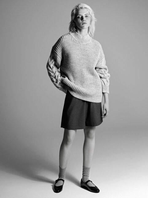 Джемпер с воротником-стойкой и объёмными рукавами из пряжи с шерстью LDK24136 - купить в интернет-магазине Conte