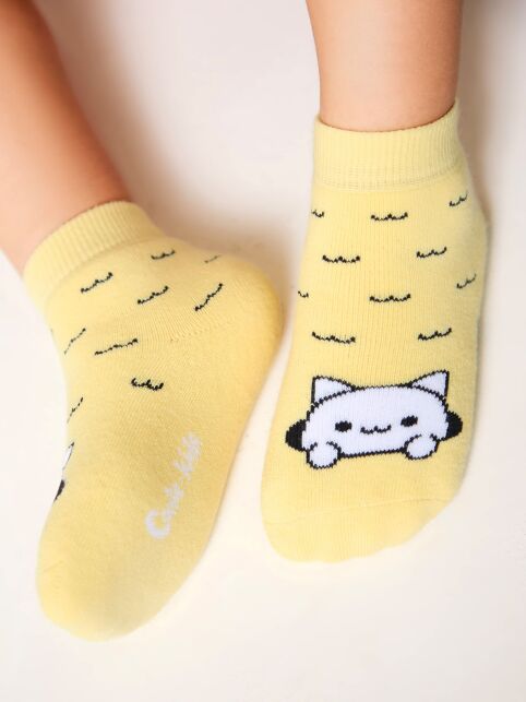 Махровые желтые носки SOF-TIKI с рисунком «кот» - купить в интернет-магазине Conte