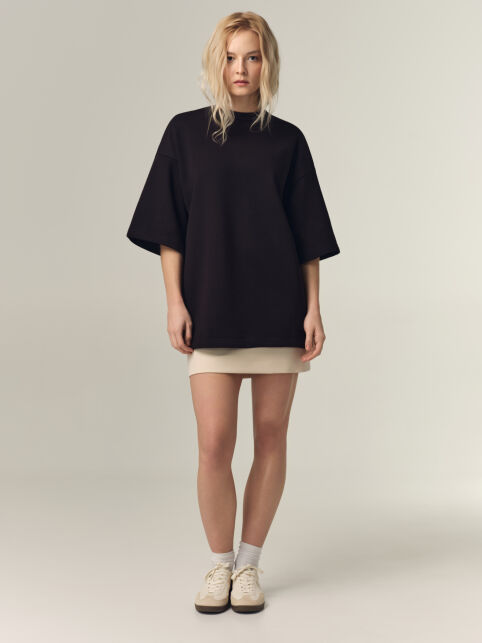 Удлинённая футболка из футера c короткими рукавами до локтя LD 3387 - купить в интернет-магазине Conte