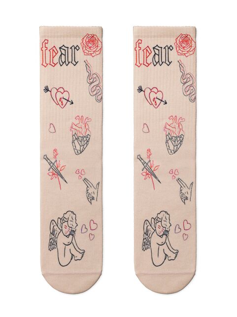 Удлиненные носки FANTASY с рисунками тату-эскизов из лимитированной коллекции Удлиненные носки FANTASY с рисунками тату-эскизов из лимитированной коллекции - купить в интернет-магазине Conte