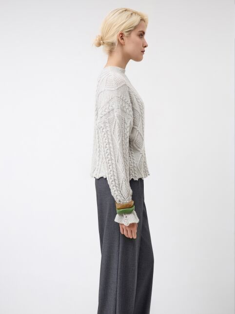 Укороченный джемпер с имитацией разрывов из пряжи с шерстью LDK24129 - купить в интернет-магазине Conte