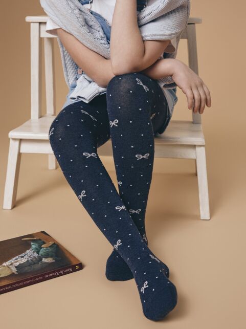 Хлопковые колготки с бантиками из люрекса - купить в интернет-магазине Conte