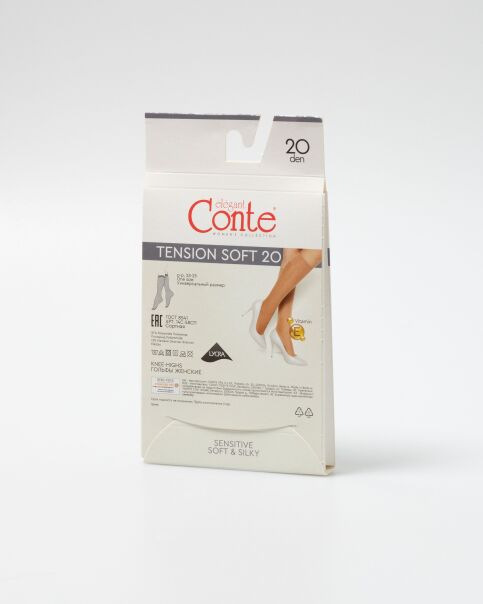 Тонкие эластичные женские гольфы TENSION SOFT 20 (1 пара в упаковке) цвет бронза - купить в интернет-магазине Conte