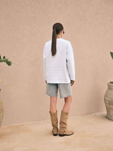 Лонгслив свободного кроя из хлопка в полоску LD 3293 Лонгслив свободного кроя из хлопка в полоску LD 3293 - купить в интернет-магазине Conte