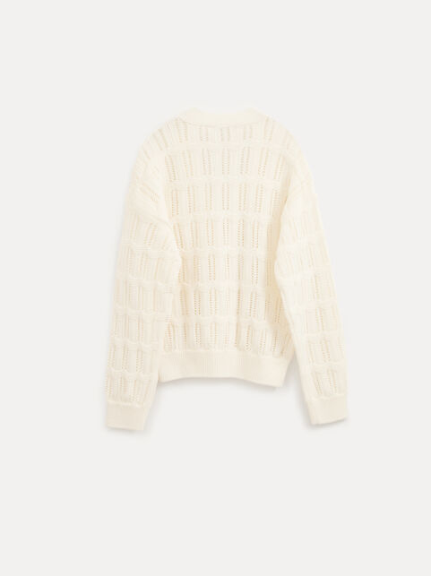 Жакет с ажурным переплетением свободного силуэта из пряжи с хлопком LDK2566 - купить в интернет-магазине Conte