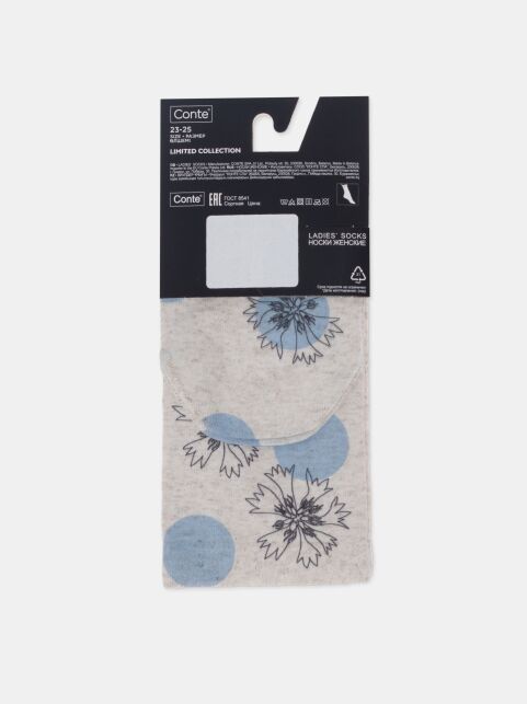 Носки из смесовой пряжи с хлопком и льном в цветочном принте - купить в интернет-магазине Conte