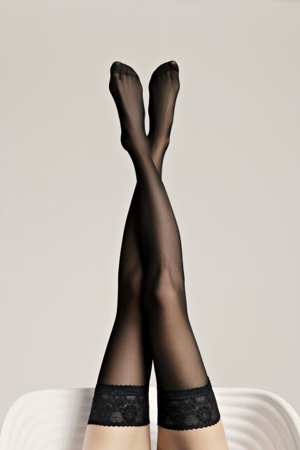 Чулки женские с ажурной резинкой CLASS 40 неро - купить в интернет-магазине Conte