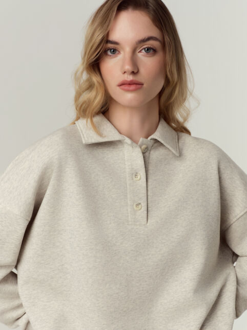 Объёмный джемпер-поло из футера LD 3376 - купить в интернет-магазине Conte