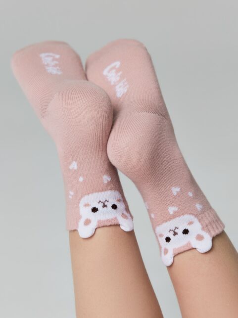 Пепельно-розовые носки из хлопка с декоративным 3D-пикотом “Rabbit” - купить в интернет-магазине Conte