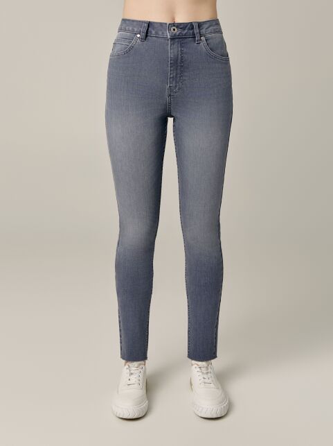Джинсы skinny с высокой посадкой и эффектом потертости CON-669 - купить в интернет-магазине Conte