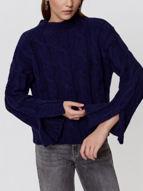 Джемпер с «косами» и разрезами на рукавах из пряжи с шерстью LDK 24134 - купить в интернет-магазине Conte
