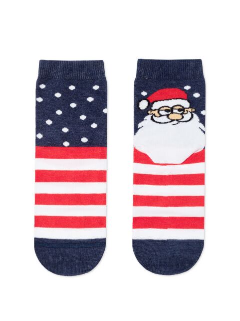 Новогодние темно-синие носки с рисунком «Санта» - купить в интернет-магазине Conte