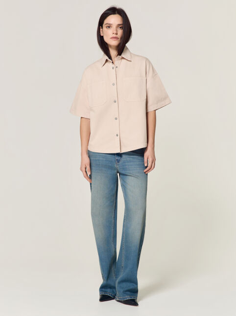 Джинсовая ветровка бежевого цвета с укороченными рукавами CON-926 - купить в интернет-магазине Conte