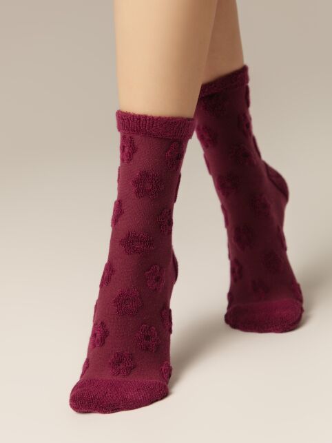 Махровые носки из хлопка с объемным рисунком «цветочки» COMFORT, модель 548 - купить в интернет-магазине Conte