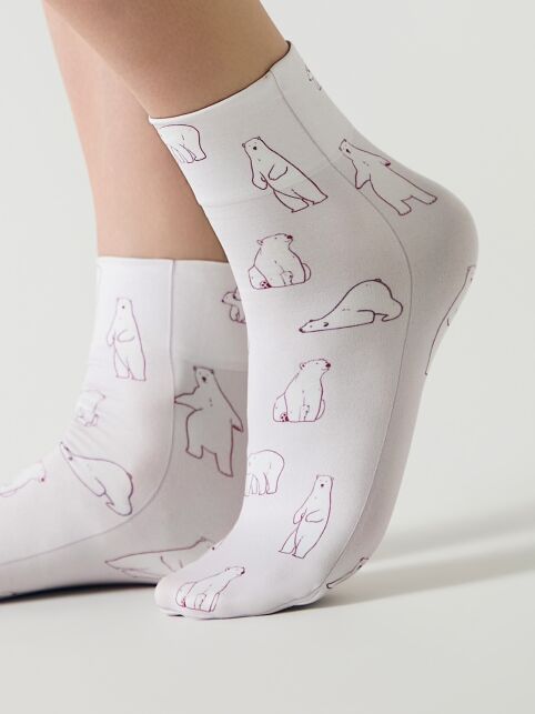 Плотные носки с рисунком «Белые мишки» - купить в интернет-магазине Conte