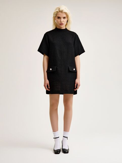 Платье-mini из твида с воротником-стойкой LPL 3269 - купить в интернет-магазине Conte