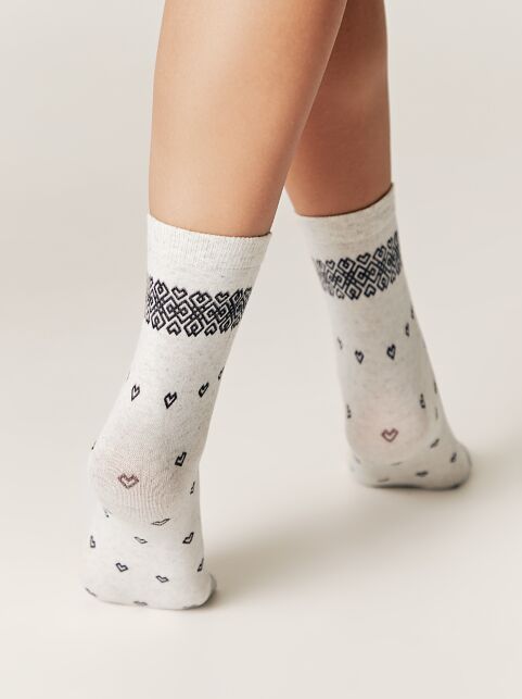 Носки из смесовой пряжи с хлопком и льном «Сердечки» - купить в интернет-магазине Conte