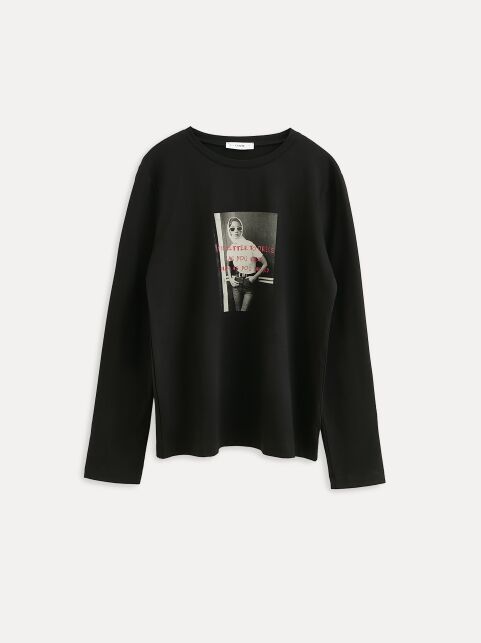 Лонгслив из хлопка с рисунком «It is better to dress» LD 3287 Лонгслив из хлопка с рисунком «It is better to dress» LD 3287 - купить в интернет-магазине Conte