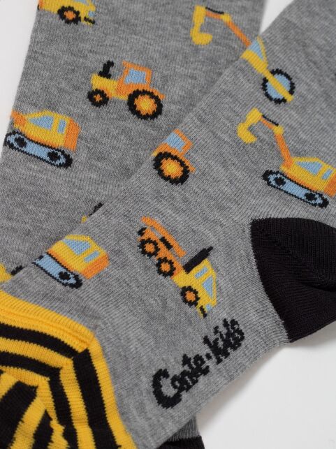 Хлопковые колготки серые TIP-TOP с рисунком "машинки" - купить в интернет-магазине Conte