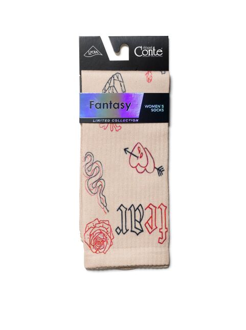 Удлиненные носки FANTASY с рисунками тату-эскизов из лимитированной коллекции Удлиненные носки FANTASY с рисунками тату-эскизов из лимитированной коллекции - купить в интернет-магазине Conte